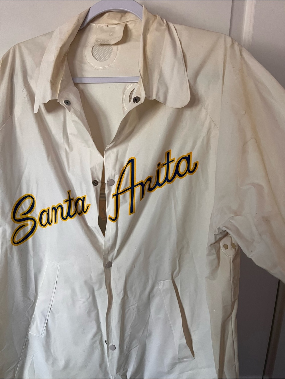 Santa Anita Racetrack Vintage Windbreaker Cream Coach Jacket